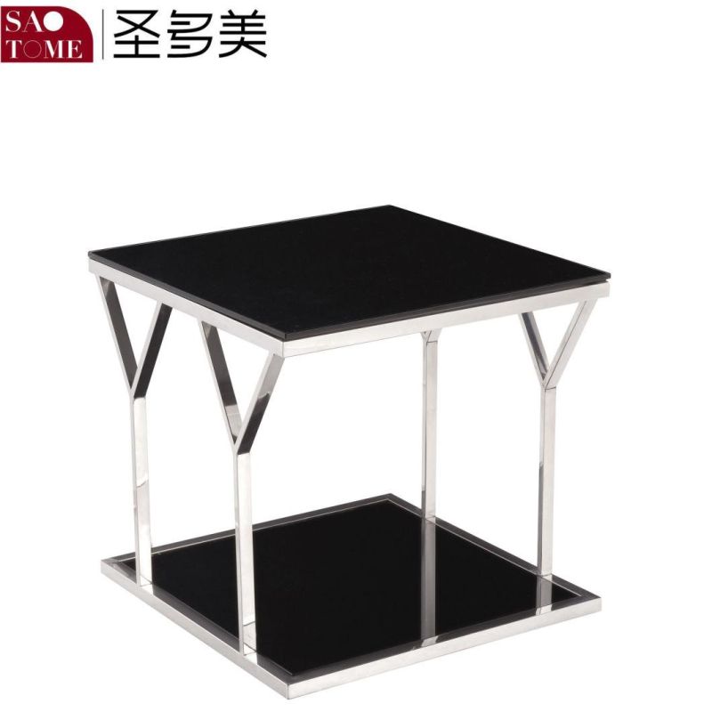 Modern Hotel Living Room Furniture Exquisite Black Glass Round End Table