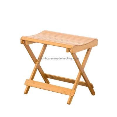 Manufacturing Portable Folding Bamboo Stool Wood Shower Bathroom Furniture Foot Step Stool for Picnic Garden