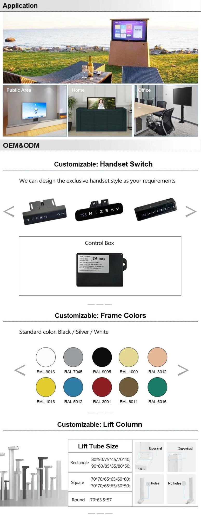Compact Motorized TV Lift Mechanism Stand