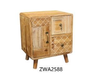 Yiya Antique Finish 2 Drawer Side Table