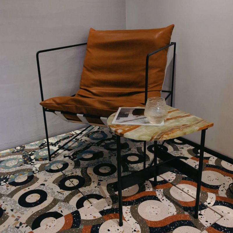 Living Room Bedroom Designed Round Marble Stainless Steel Side Table