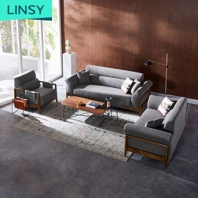 Linsy Home Furniture Modern Upholstery Fabric Wooden Sofa Sets 1014