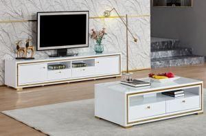 MDF Stainless Steel Living Room TV Stand Hall Cabinet Tempered Glass Modern Home Furniture