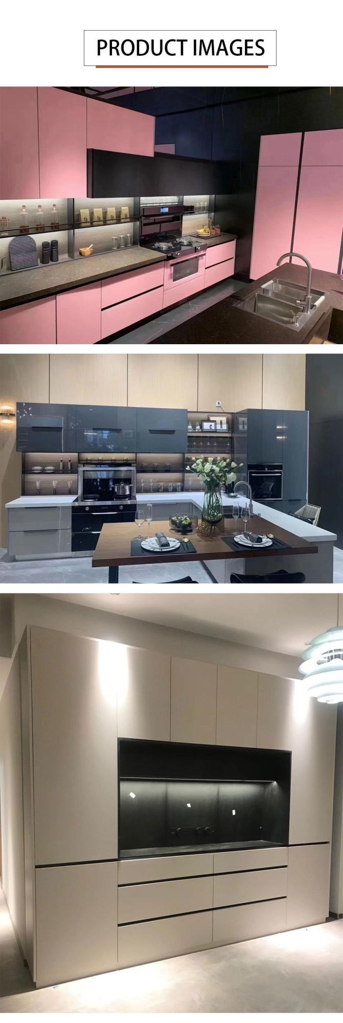 European Style White Color Kitchen Cabinet Polywood