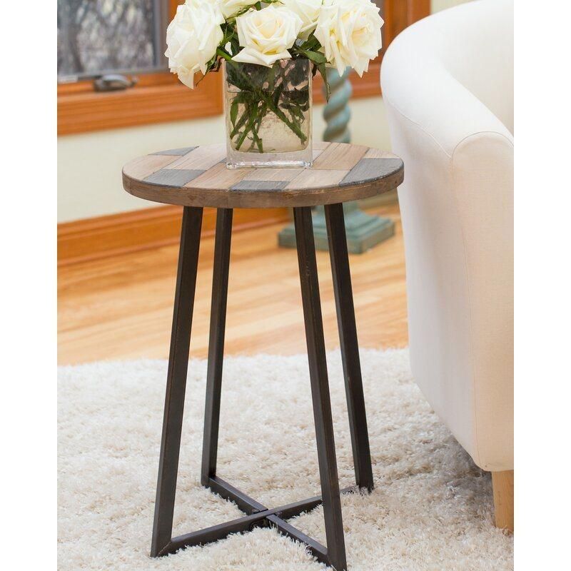 Dark Gray Modern Round Accent Coffee Tables with Metal Base for Living Room