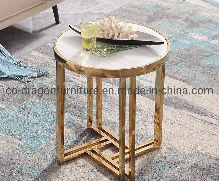 Livingroom Furniture Glass Top Round Coffee Table with Stainless Steel