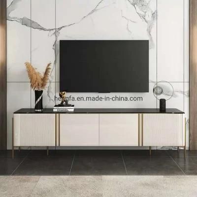 Living Room TV Wall Cabinet with Golden Aluminum Furniture Legs Metal TV Stand
