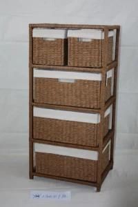 Wooden Rack with Paper Weaved Drawers (XY13001 PC)