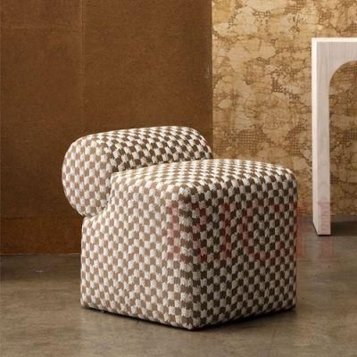Living Room Low Back Houndstooth Fabric Shoe Stool