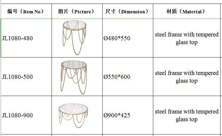 Center Coffee Furniture / Dining Table Set / Metal Glass Table