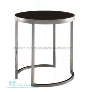 Simple Design Stainless Steel Round Glass Coffee Table (HW-009T)