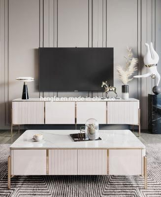 Hotel Furniture Modern TV Cabinet and Coffee Table Sets Marble Top TV Stand