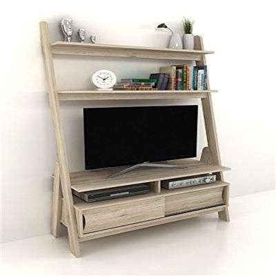 Best Selling Floor-Shaped Light Brown Wood TV Stand with Drawers for Sale
