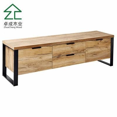 TV Stand Cabinet TV Console Stand with Back Metal Feet