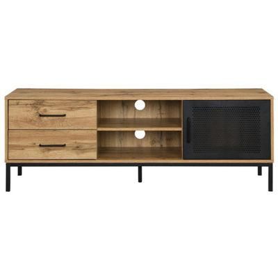 Modern Design Manufacture New Design TV Stand 140cm Steel Legs Entertainment Unit with Mesh Door Cabinet, Double Drawer