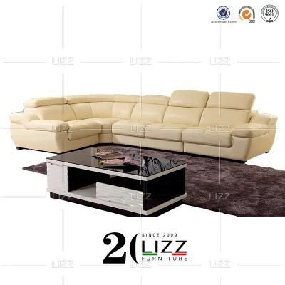 Sectional L Shape Corner Genuine Leather Sofa for Home Living Room