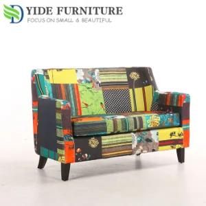 Double Seat Modern Patchwork Sofa Chairs with Wooden Legs