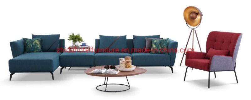 Green Fabric Metal Leg Living Room L Shape Leather Home Living Room Sofa
