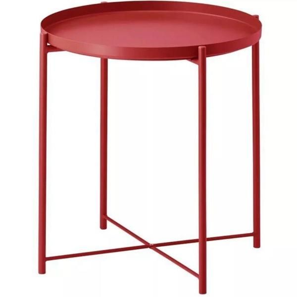 Home Decor Metal Round End Table with Removable Tray