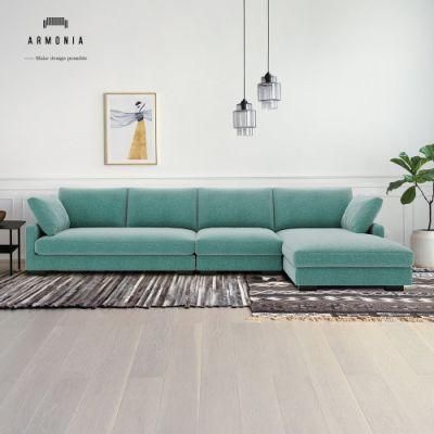 Non Inflatable Chesterfield Home Furniture Recliner Fabric Corner Sofa