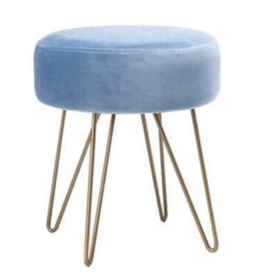 Fashion Living Room Furniture Modern Round Velvet Fabric Stool Makeup Ottoman with Gold Metal Leg
