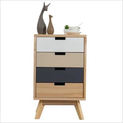 Solid Wood Bedside Storage Cabinet with Four Drawer Small Cabinet 0509