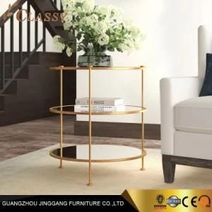 Modern 3 Layers Glass Side Table End Table for Living Room Furniture
