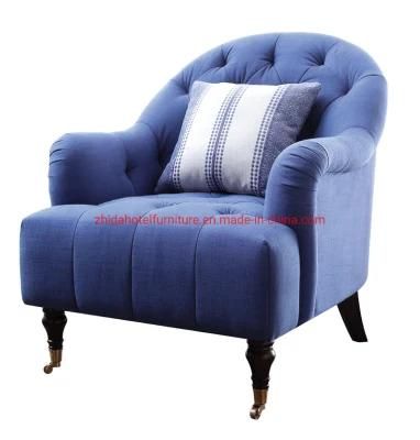Industrial Wooden Legs Living Room Furniture Fabric Hotel Armrest Chair