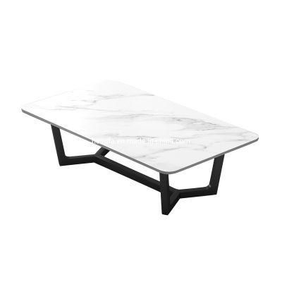 Minimalist Design Home Used Modern Black Coffee Table with Steel Frame