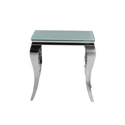 Latest Design Square Glass Top Metal Stainless Steel Side Table for Living Room Bedroom