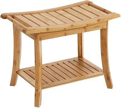 Eco-Friendly Bamboo Shower Bench Seat Shower Chair Bathtub Storage Organizer