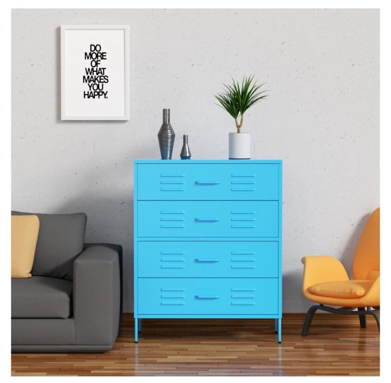 Pink 4 Drawer Living Room Furniture Steel Sideboard Metal Storage Cabinet Drawer with Foot