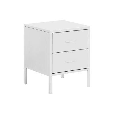 White Metal Nightstand Locker Cabinet Bedroom Small Cabinet with Drawers
