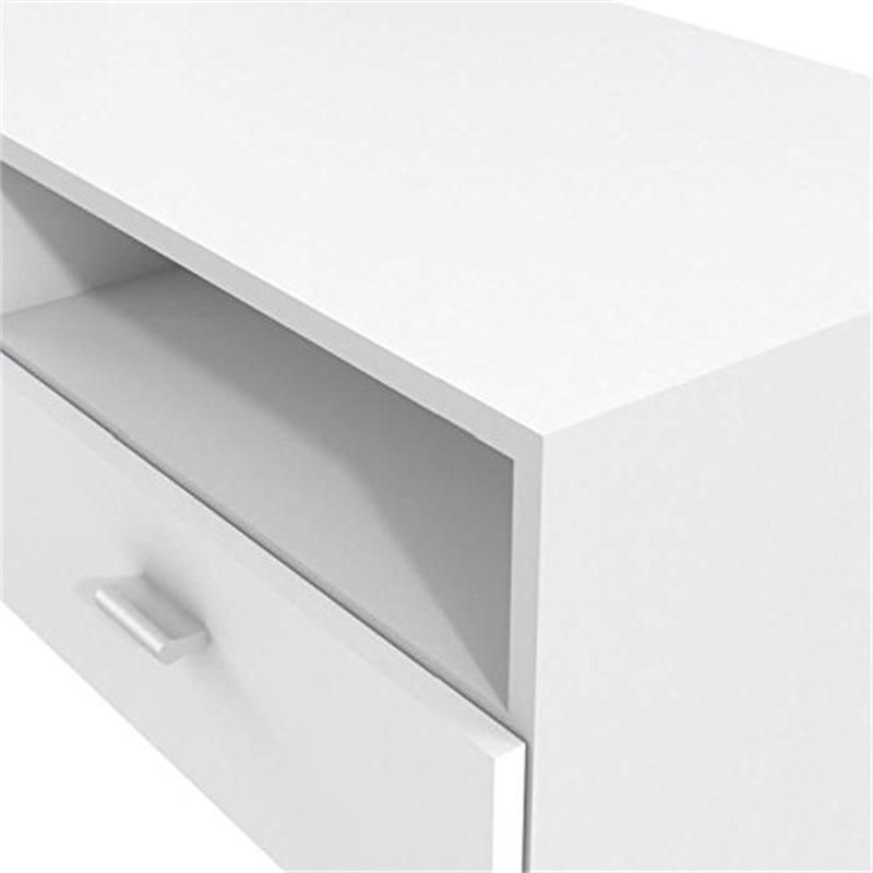 White TV Stand for Living Room with Two Drawers