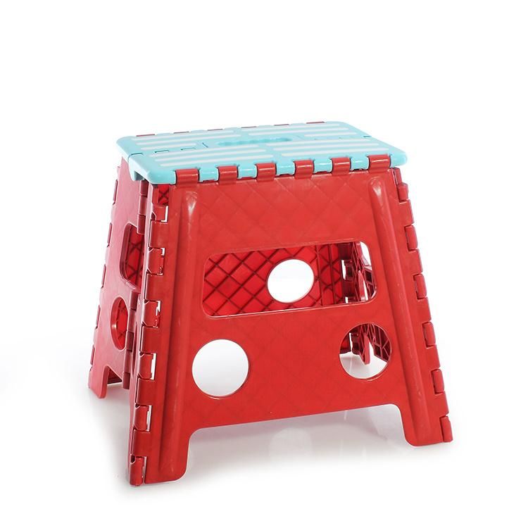 Color Matching Lovely Red Stripe Household Folding Plastic Stool