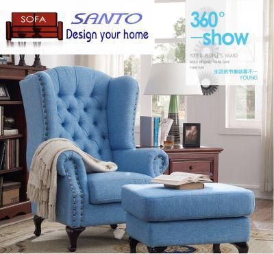 European Style Single Sofa Chair with Solid Wood Leg, Commercial Living Room Furniture Single Seat Sofa