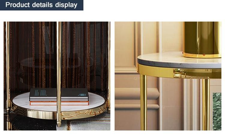Stainless Gold Frame Movable Double Layer Side Table