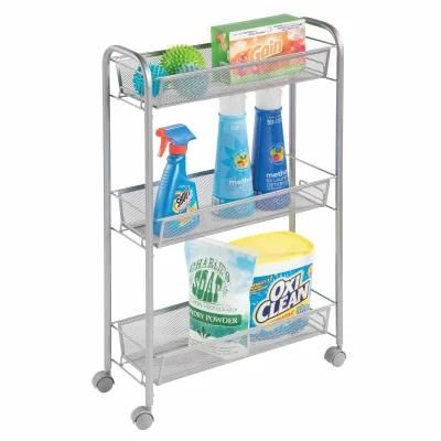 Slim Metal Multi-Tier Rolling Laundry Cart