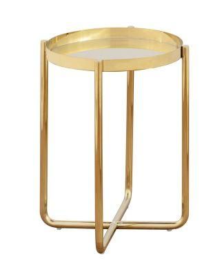 Contemporary Metal Side Table Gold Stainless Steel Coffee Table