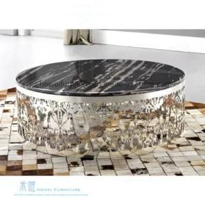 Fashion Stainless Steel Round Marble Top Coffee Table (HW-864T)