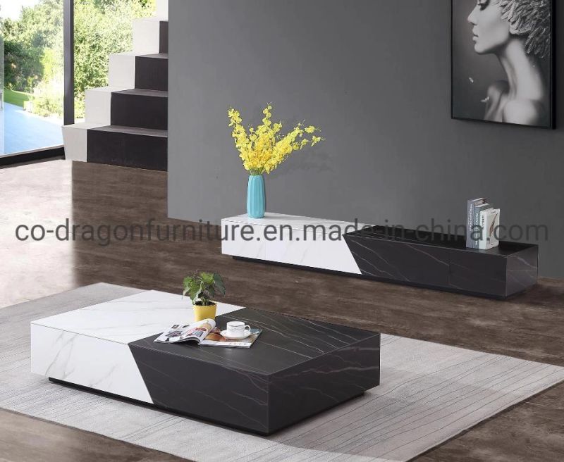 Modern Luxury Rock Plate Coffee Table for Living Room Furniture