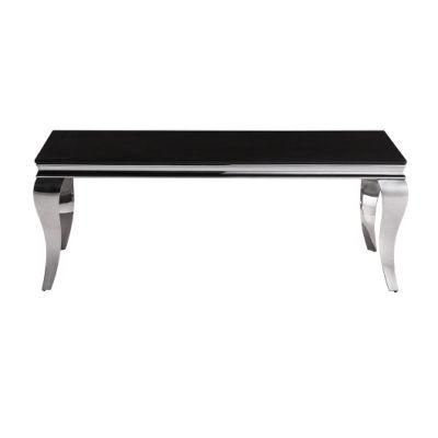 Modern Design Stainless Steel Living Room Furniture Luxury Black Glass Top Coffee Table