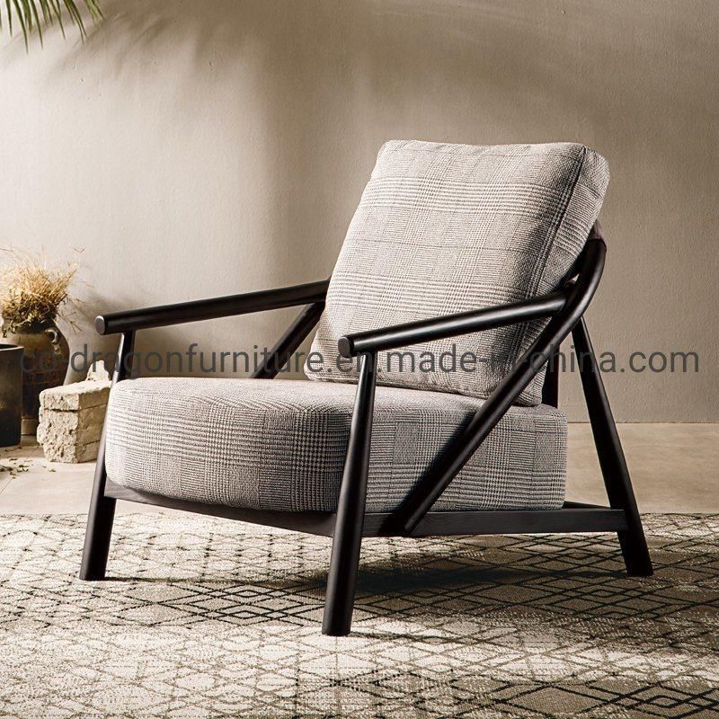 2021 Modern Home Furniture Fabric Leisure Chair with Wooden Arm
