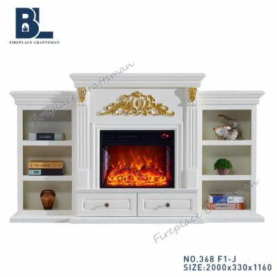 Modern Furniture Home Heater Electric Fireplace Stand with Wooden Mantel Shelf Freestand