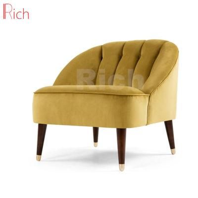 Home Used Yellow One Seater Velvet Sofa Furniture for Bedroom