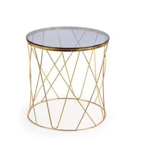 Hebei Factory Wholesale Coffee Table Gold Plated Stainless Steel Occasional Table