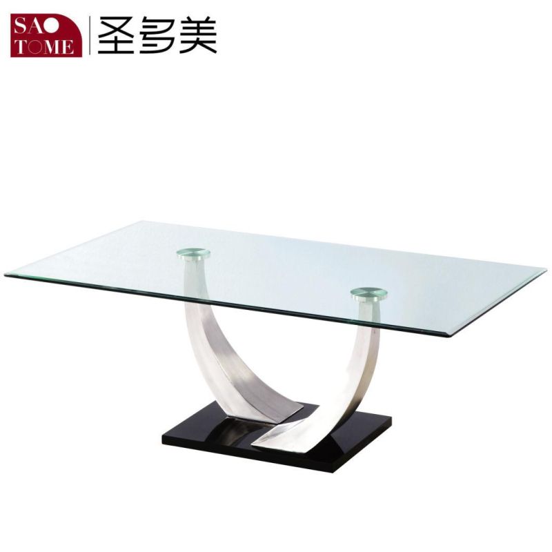 Furniture Top 8mm Transparent Glass Bottom High Gloss Black MDF 25mm Lamp Table