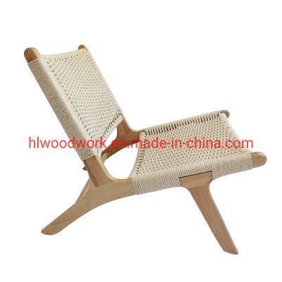 Saddle Chair Ash Wood Frame Natural Color with Woven Rope Without Arm Dining Chair