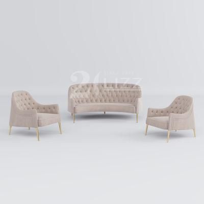 Factory Wholesale Contemporary Simple Style Home Decor Furniture European Living Room Tufted Button Design Fabric Sofa