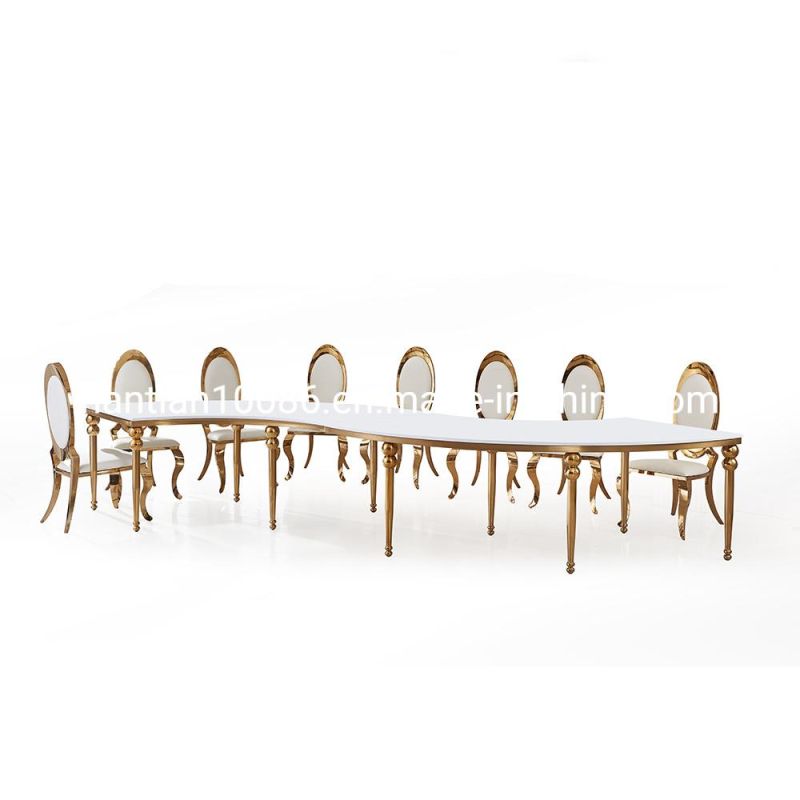 Gold Round Event Tables and Chairs Banquet Hall Decoration Ring Coffee Tables